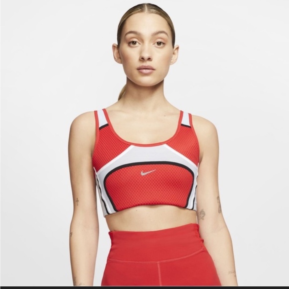 Nike Red and White Performance Sports Bra